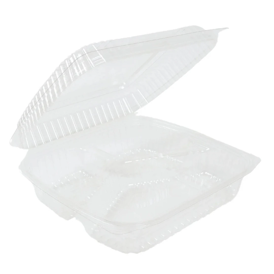 Clear PS Container 9x9x3 3-Compartment