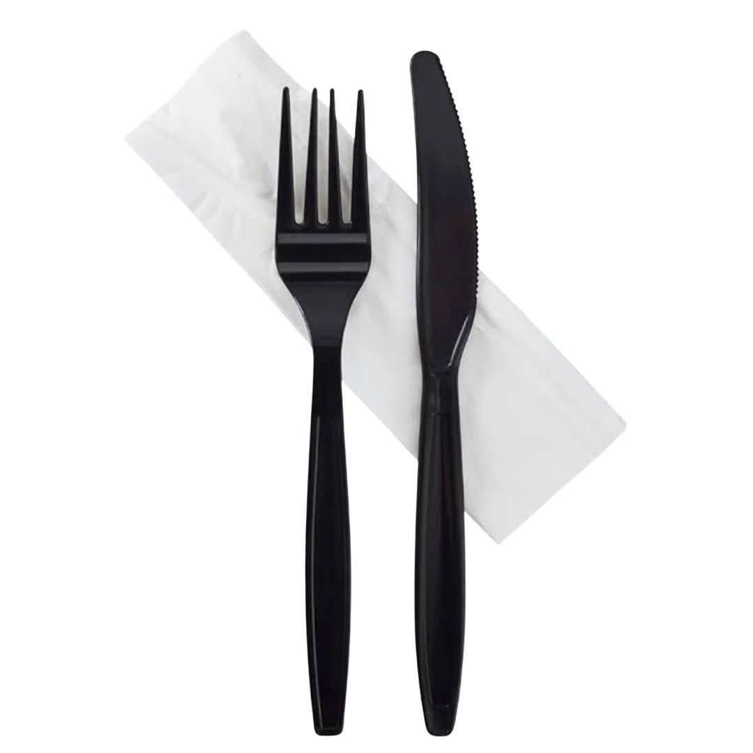 HW PP Kit Black Fork Knife Napkin