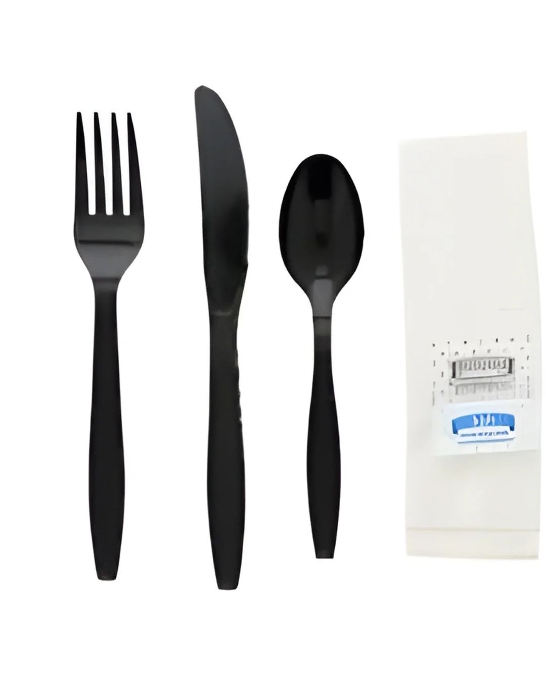 MDW PP Kit Black Fork Knife Teaspoon Salt Pepper Napkin