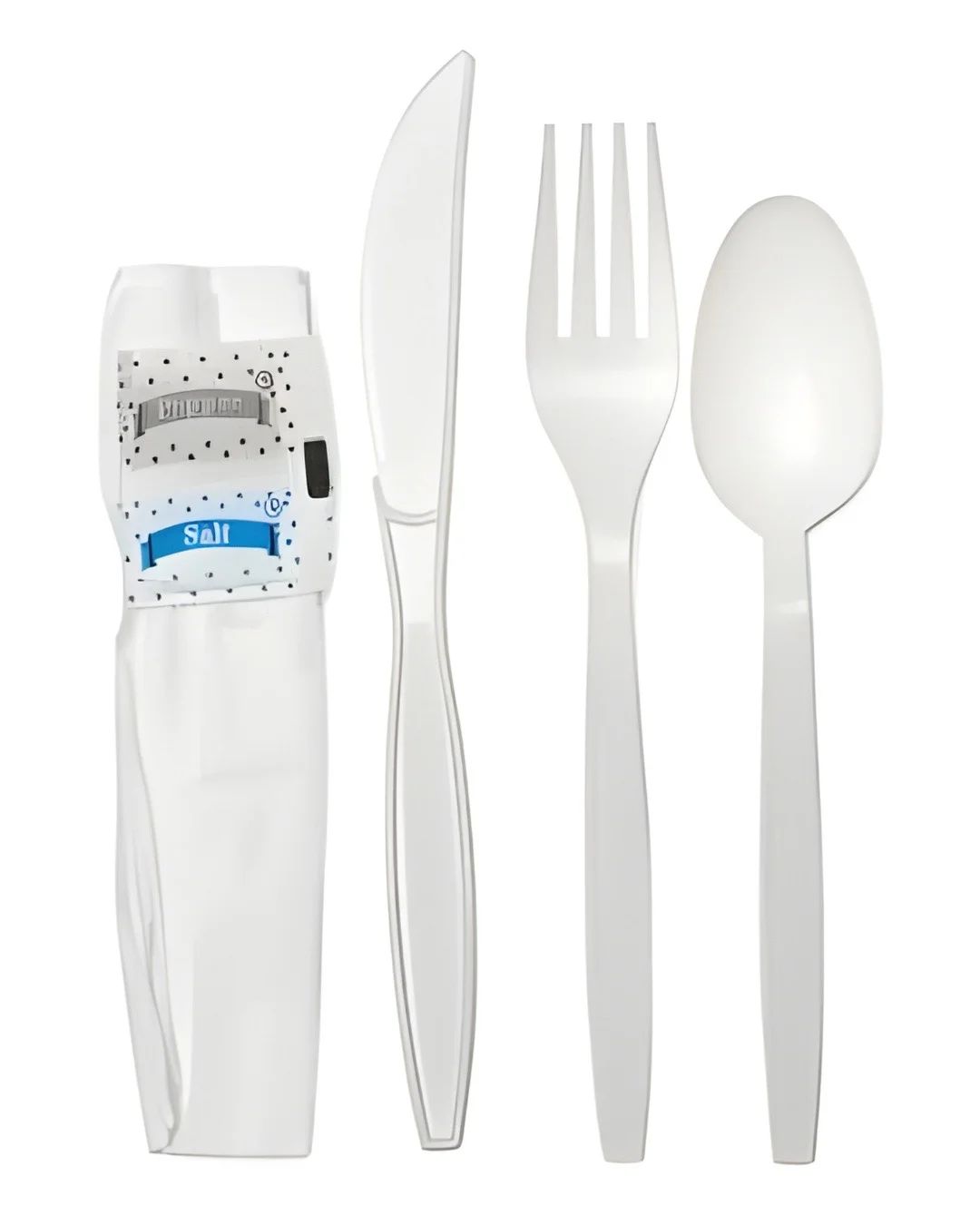 MDW PP Kit White Fork Knife Teaspoon Salt Pepper Napkin