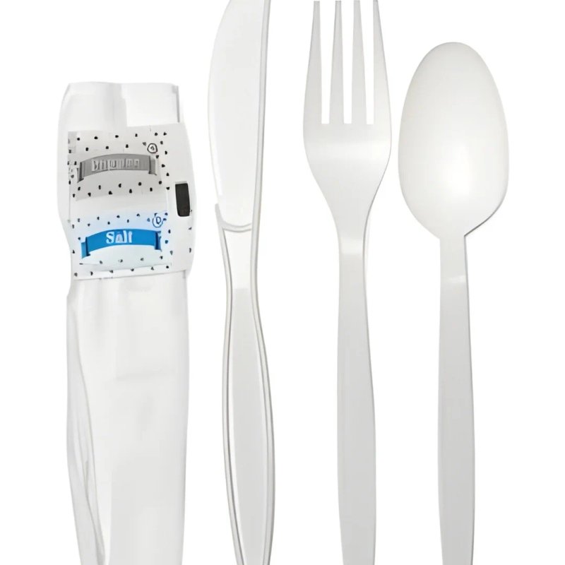 MDW PP Kit White Fork Knife Teaspoon Salt Pepper Napkin