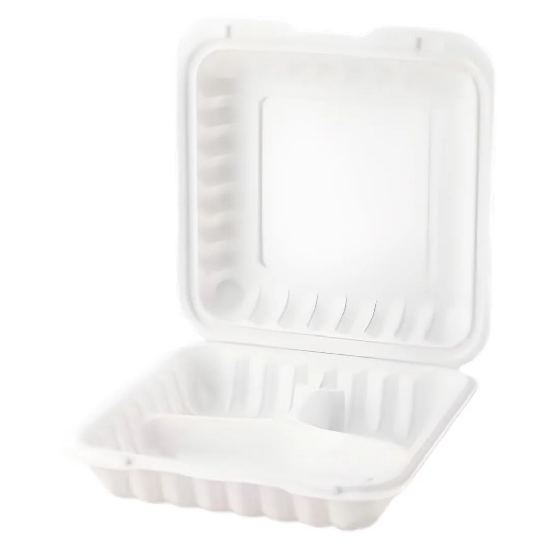 PP Eco White Container 9x9x3 3-Compartment